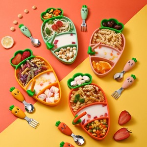 래드 디너 플레이트 실리콘 어린이 \\\\\\\\\\\\ \'의 그릇 흡입 컵 어린이 \\\\\\\\\\\\\'의 테이블웨어 베이비 보조 음식 그릇 구획화 된 접시